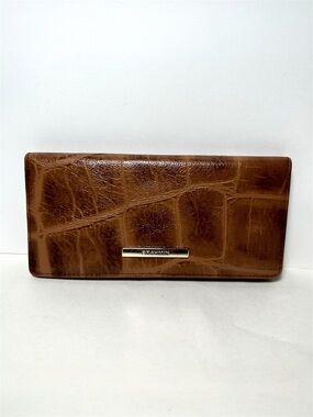 Brahmin Ady Slim Bifold Long Wallet, Embossed Brown Leather EUC